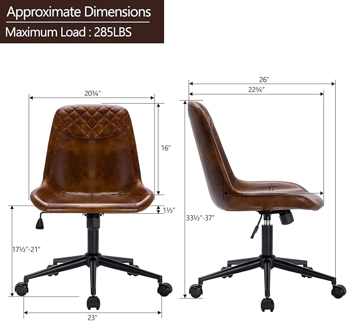 DUHOME Modern PU Leather Office Chair Desk Chair Swivel Computer Chair Yellowish-Brown