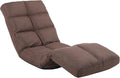 Floor Chair with Footrest Adjustable Backrest with 14 Positions Footrest 5-Position Adjustment Foldable Floor Gaming Chair for Easy Storage Linen Fabirc Chaise Lounge 086 (Brown)