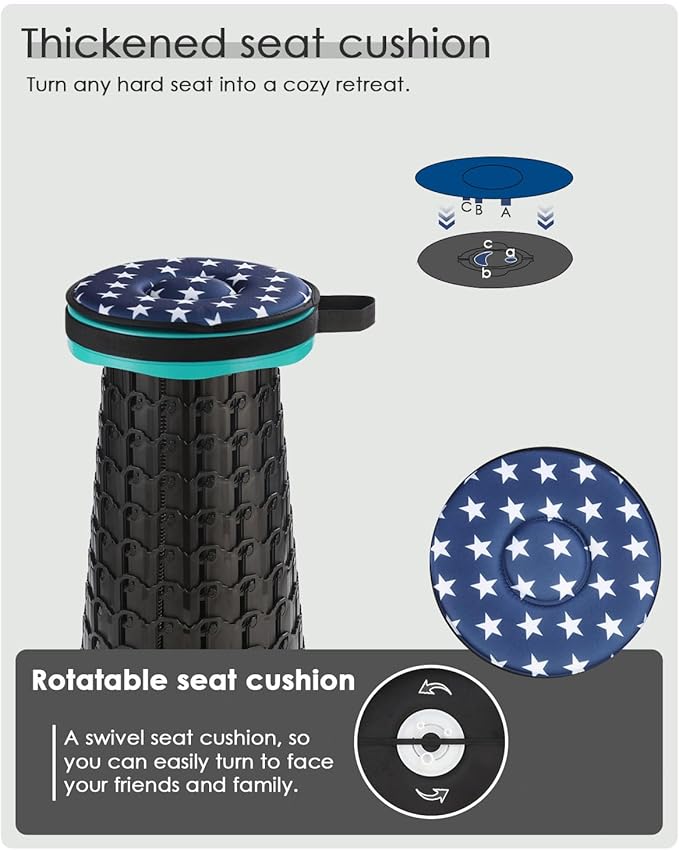 18-inch Heavy Duty Collapsible Stool with Cushion- 800 lbs Capacity, 2.6 lbs Lightweight Portable Folding Stool for Camping, Travel, Music Festivals and Other Outdoor Events