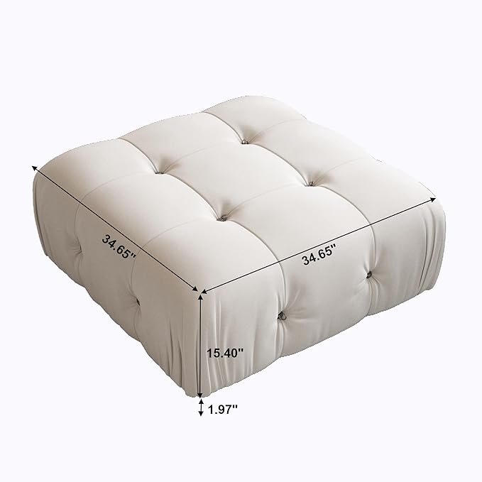 JACH Modern Ottoman Module for Living Room, Minimalist Comfy Breathable Footstool,Velvet Ottoman for Living Room Apartment (Beige)