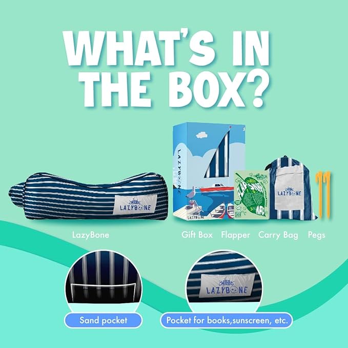 Chillbo Lazybone Inflatable Couch - Ultimate Inflatable Lounger for Maximum Chill - The Perfect Blow Up Couch for Music Festivals Or Inflatable Lounger for Camping - Nautical Blue