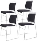 Stacking Chairs Set Black Stackable Home Office Guest Chair Set with Padded Seat and Back,Lobby Chairs Waiting Room Reception Chair for Cafeteria,Library, Laboratory,Training Room (4 Pack)