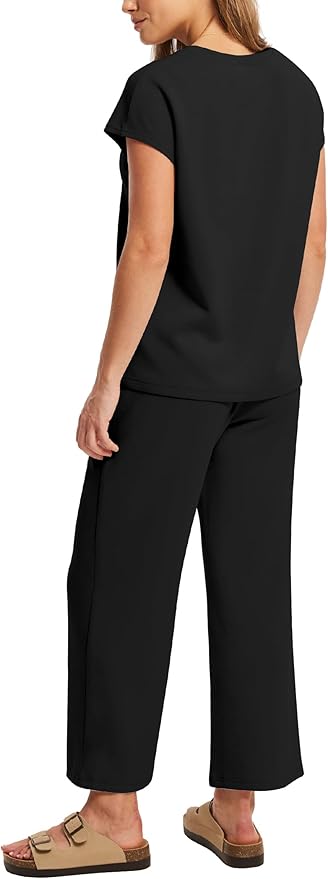 Sampeel Two Piece Sets for Women Summer Vacation Outfits Cap Sleeve Tops Lounge Matching Sets Clothing Beach Fashion Clothes