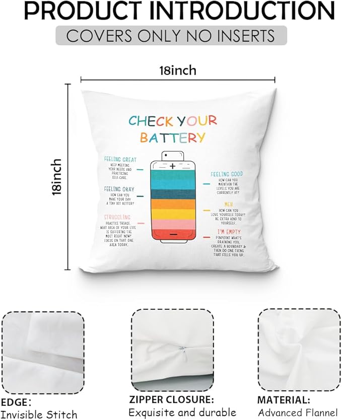 uinwk Mental Health Decorative Pillow Covers, 18x18 - Therapist Office School Counselor Decor