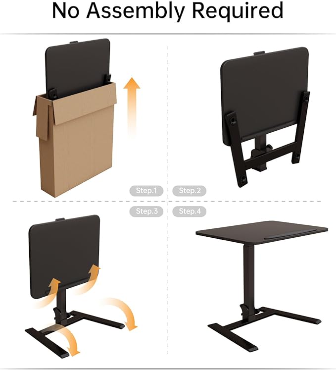 Mobile Folding Desk 25 Inch - No Assembly Sit-Stand Desk,Height Adjustable Rolling Laptop Desk, Space-Saving Portable Desk with Wheels for Home Office Craft & Study, Black