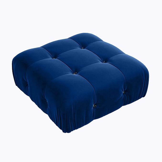 JACH Modern Ottoman Module for Living Room, Minimalist Comfy Breathable Ottoman, Velvet Footstool for Living Room Apartment (Blue)