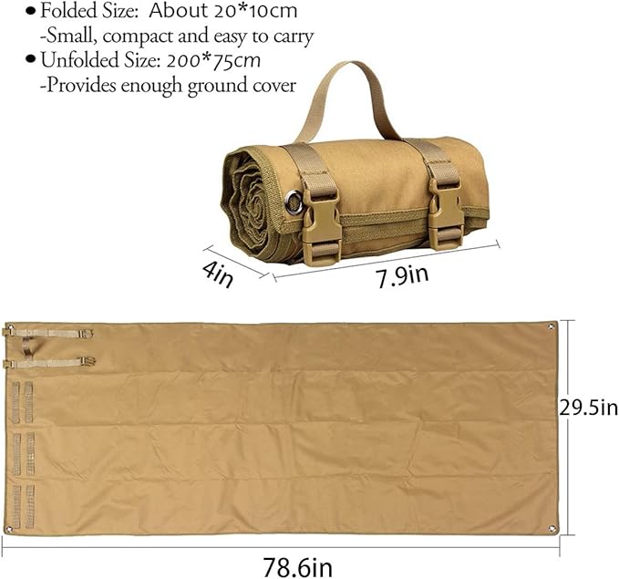 Tactical Shooting Gun Mat Outdoor Professional Waterproof Non-Slip Shooting Mat Firearm Shooting Bag Rifle Rest Bag Shooting with Front and Rear Support Sandbags