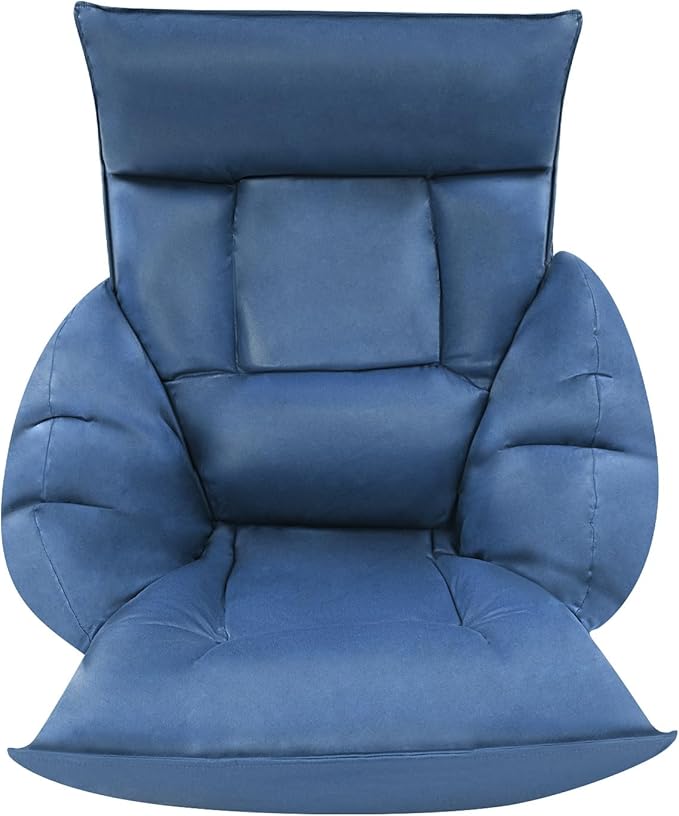 Foldable Floor Lazy Sofa, Adjustable Lazy Sofa Floor Chair with 5-Position Headrest, Ergonomic Foldable Floor Seating with Armrests and Lumbar Support, for Living Room, Bedroom, Office (Navy Blue)