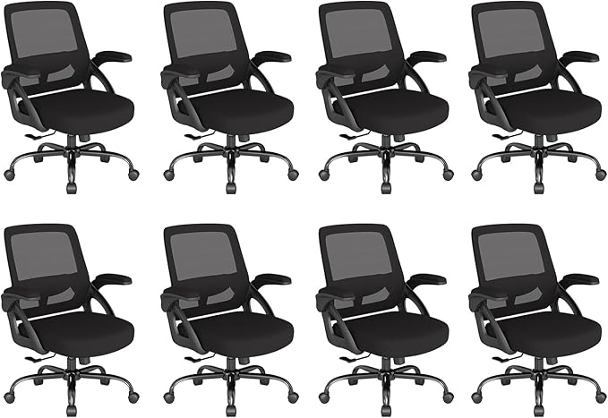 AnyGod Big and Tall Office Chair, Ergonomic Desk Chair Mesh Mid Back with Comfy Lumbar Support Swivel Task Executive Chairs with Wheels, Flip up Arms for Home, Office, Study