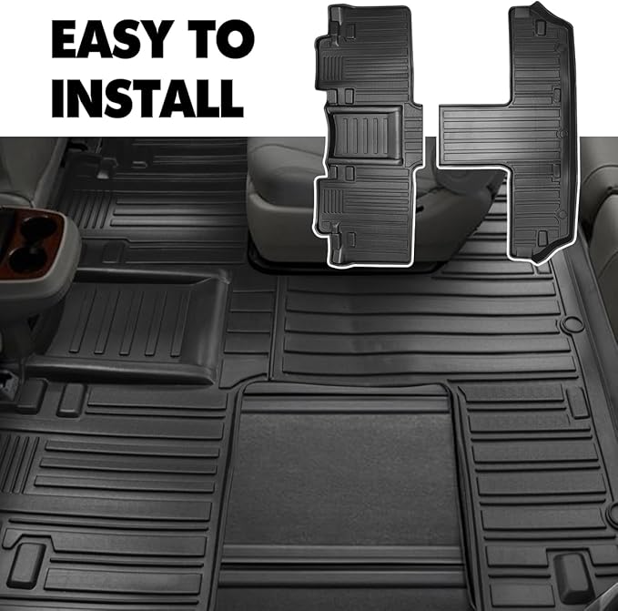 Compatible for 2011-2020 Toyota Sienna Trunk Mat 7 or 8 Seater All Weather TPE Cargo Mat for Toyota Sienna 2013-2020 Accessories (3rd Row Seat Non-Power Folding)