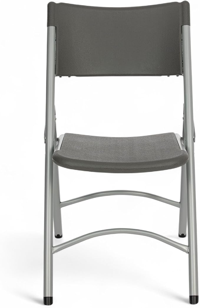 OEF Furnishings OEF600 Series High Back Folding Chairs, Blow-Molded Polyethylene Commercial-Grade Seating for Indoor and Outdoor Use, 500 lb Weight Capacity, 4-Pack (Charcoal Gray)