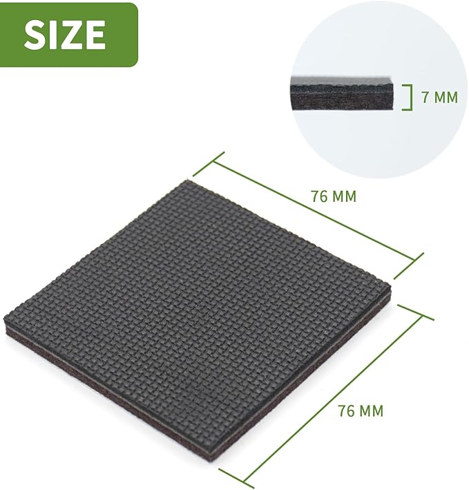 COVERCORNER Non Slip Furniture Pads 16 PCS 3'' Square - Anti Slip Furniture Pads - Self Adhesive Rubber Feet Furniture Feet - Chair Leg Floor Protectors - Keep Furniture in Place