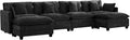 UMBFUN 4-Seater Cloud Couch with 2 Ottomans, Extra-Large Modular Sectional U Shaped Sofa with Deep Seat Cushions, Chenille Couch for Living Room, Dark Grey