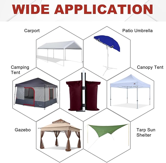 ABCCANOPY Canopy Weights 120 LBS Tent Sand Bags,4pcs-Pack (Burgundy)