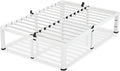VIPSHOW 12 Inch White Queen Bed Frame, 3500Lbs Heavy Duty Metal Platform with Round Corner Legs Mattress Slide Stopper, Steel Slat Support No Box Spring Needed, Noise Free, Non-Slip, Easy Assembly