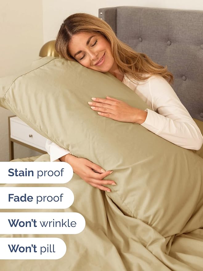 Extra Deep Pocket Full Sheets - 4 Piece Breathable & Cooling Bed Sheets - Hotel Luxury Bed Sheet Set - Soft, Wrinkle Free & Comfy - Easily Fits Extra Deep Mattresses - Deep Pocket Beige Sheets Set