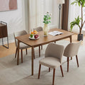 ElfinAura Dining Chair Set of 4, Linen Upholstered Dining Chair with Wood Legs, Wing Backrest, Wooden Kitchen Chair, Kitchen Chairs with Thick Cushions for Dining Room, Living Room, Khaki