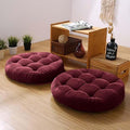 Gfobip Meditation Floor Pillow Set of 2 Large Round Floor Cushions for Adults Tufted Corduroy Floor Seat Pillows Cushion for Living Room,Wine Red 16.5" Lx16.5 Wx3 H