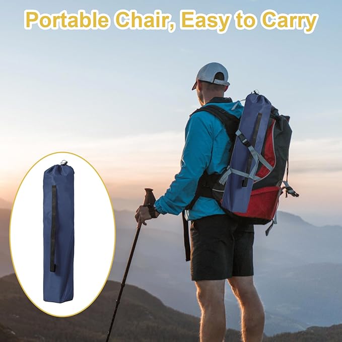SAILARY Folding Camping Chair with Cup Holder and Cooler Bag, 225lbs Capacity, Upgraded Portable Foldable Chair with Heavy Duty Steel Frame for Outdoor, Beach, Fishing, Backpacking, Navy Blue 2PCS
