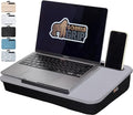 GORILLA GRIP Laptop Lap Desk with Phone Holder, Pillow Cushion Desks Fit Laptops up to 15.6", Tray Ledge Keep Computers in Place, Portable Travel Workstation Essentials for Home, Dorm Room, Gray