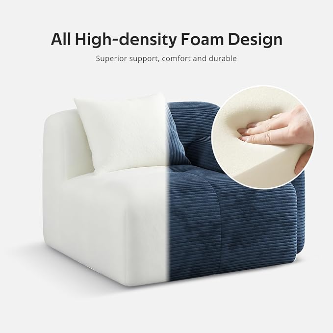 Aosaifen Modern L-Shaped Modular Sectional Sofa for Living Room，Oversized 3-Seater Couch with Deep Seat and Movable Ottoman – No Assembly,Comfortable Corduroy Fabric Boneless Sofa