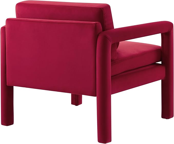 Art Leon Modern Accent Chair, Velvet Upholstered Arm Chair with Pillow, Single Sofa Chair for Living Room Bedroom, Red