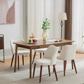 ElfinAura Dining Chair Set of 4, Linen Upholstered Dining Chair with Solid Wood Legs, Wing Backrest, Wooden Kitchen Chair, Kitchen Chairs with Thick Cushions for Dining Room, Living Room, White