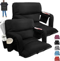 Aventorixis Extra Wide Stadium Seats with Back Support – 2 Pack Sofa-Style Bleacher Chairs, Thick Cushions, 6 Reclining Positions(Black-2 Pack,Wide|25")