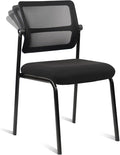 CLATINA Stacking Armless Office Waiting Room Chair with Adjustable Backrest, Stackable Mesh Guest Reception Desk Chairs with Ergonomic Lumbar Support for Home Conference Lobby Side School, Black
