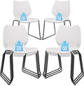 Stackable Waiting Room Chair, Stacking Office Chair with Ergonomic Lumbar Support and Metal Legs, Plastic Desk Chairs for Conference School Church Guest Reception Set of 8, White