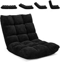 Moccha 14-Position Floor Chair, Folding Sofa Chair with Back Support, Memory Foam Floor Gaming Chairs for Adults, Adjustable Padded Couch Recliner Sleeper Bed for Reading, Meditating, Black