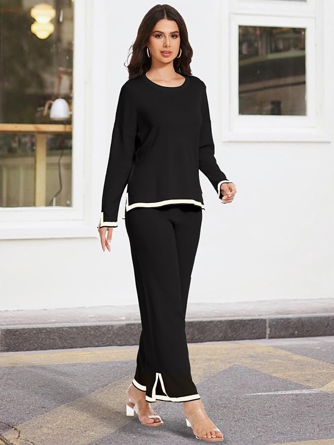 YOKGO Petite Lounge Sets for Women Long Sleeve Sweater Pajama Sets Sweatsuits 2 Piece Pant Sets Tracksuit Travel Outfits
