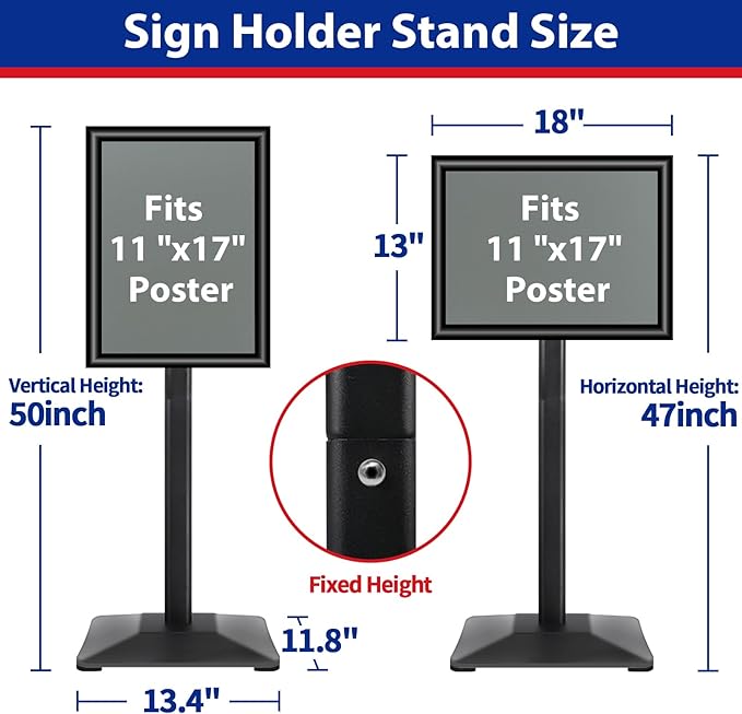 VAIIGO Sign Stand 11x17inch Pedestal Sign Holder Poster Stand 3Packs Adjustable Floor Standing Sign Holder with Heavy Duty Display Stand for Indoor Outdoor Business Store Sign Holders(Black)