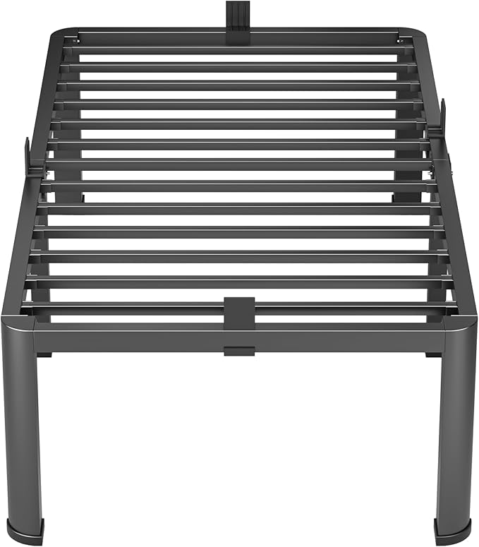 VIPSHOW 16 Inch Twin Heavy Duty 3500 lbs Bed Frame with Round-Corner Legs & Anti-Squeak Design – Quick Assembly Metal Platform, No Box Spring Needed