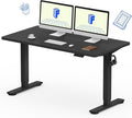 FLEXISPOT EN1 One-Piece Standing Desk with 1-Inch Thick Desktop, 55"x28" Electric Height Adjustable Desk for Home Office & Multi-Device Workstations, Black