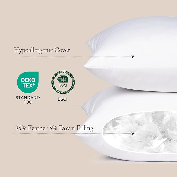 puredown® Feather Down Filled 14x22 Pillow Inserts, Lumbar Pillow Inserts for Decorative Throw Pillow, Bed, Couch and Home Decor