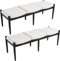 RIVOVA 54.25" Modern Ottoman Benchs Set of 2 Upholstered Linen Bedroom End of Bed Bench Boho Bench Long Seating Bench Entryway Stool with Wood Legs for Living Room/Foyer, White