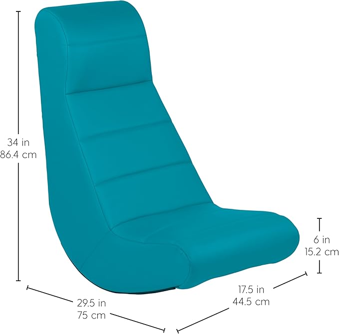 Factory Direct Partners 10489 Soft Ergonomic Horizontal Soft Video Rocker- Great for Reading, Gaming, Meditating, or TV for Kids Teens and Adults - Teal