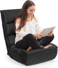 S AFSTAR Folding Floor Chair, Floor Gaming Chair with 5-Position Adjustable Headrest & 4-Position Backrest, Side Pocket & Thicken Cushion, Padded Floor Seat Lazy Chair for Living Room Bedroom