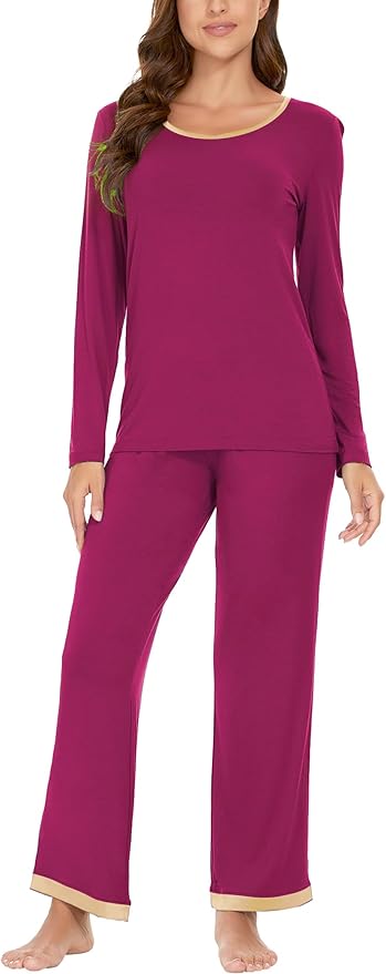 GYS Viscose from Bamboo Women's Pajama Sets Super Soft Long Sleeve Sleepwear Comfy Winter Pjs Sets S-4X