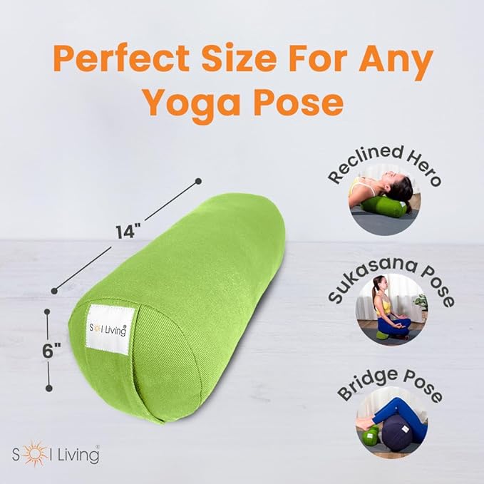 Sol Living Yoga Bolster Pillow Rectangular Meditation Cushion Cotton Meditation Accessories for Restorative Yoga Meditation Pillow Yoga Pillow Firm Body Pillow Bolster Pillow for Legs Removable Cover