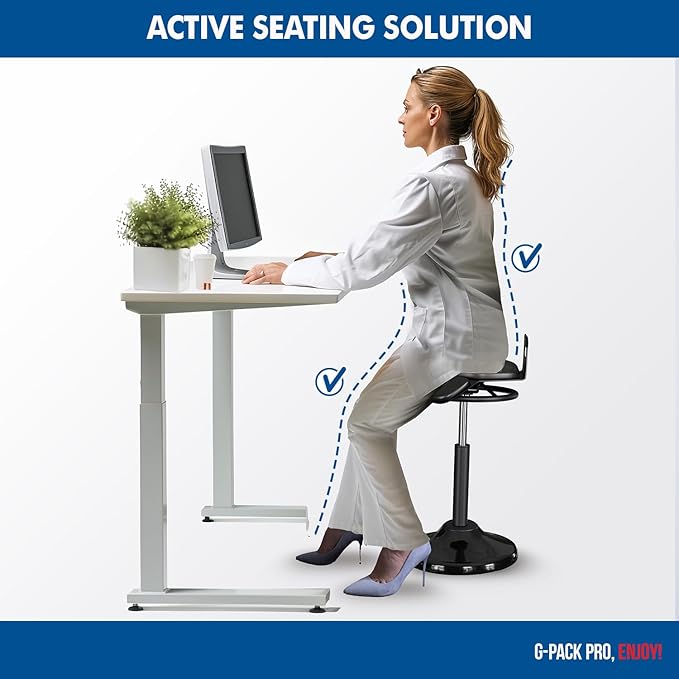 Standing Desk Chair – Ergonomic Comfortable Height Adjustable Active Stool - Swivel Sitting Balance Portable Chair - Encourage Good Posture (Black)