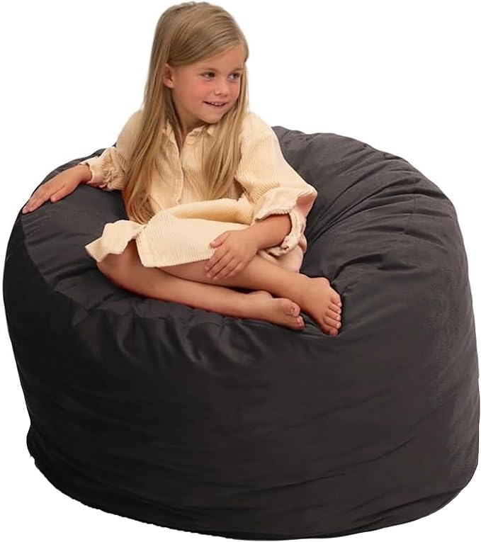 ULTIMATE SACK 3ft Bean Bag Chair, Oversize Bean Bag Chair for Adults, Comfy Chair Bean Bag Couch Lounge Sofa Loveseat Furniture | Grey Suede