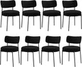 Stabrech Black Boucle Dining Chairs Set of 8, Upholstered Dinner Chair with Metal Frame, Dining Room Chairs with Padded Seat, Round Modern Seating for Living Room