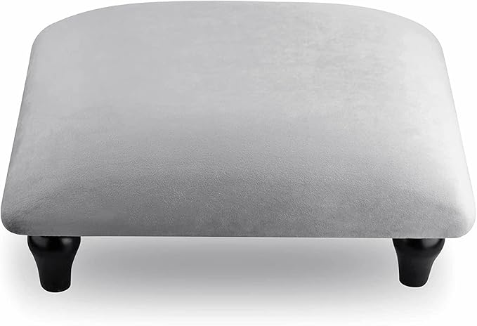 YOYETECO Small Foot Stool Ottoman with Stable Wood Legs Upholstered Footstool Padded Foot Rest Step Stool for High Beds Seat Chair Couch Sofa Patio Bedroom Living Room Office (5.9" H-Gray)