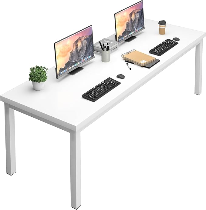 78.7 Inch Large Computer Desk, Modern Table with Thick Tabletop, Spacious Gaming Desk for 2 People, Study Writing Workstation for Home Office, Work from Home, White