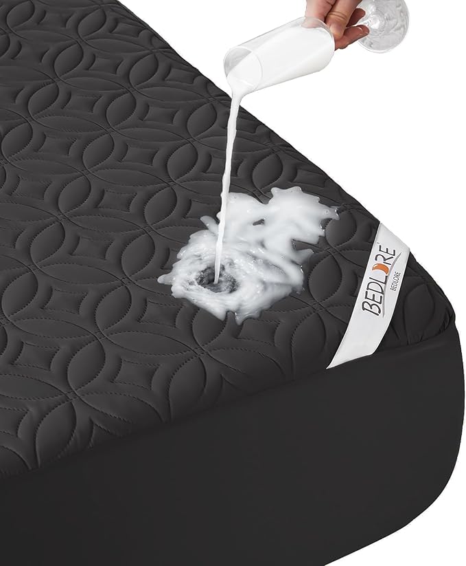 BEDLORE Waterproof Mattress Protector, Full Size Mattress Pad with Deep Pocket 6"-15" Depth, Soft Dirt-Proof Double Bed Mattress Cover for Bedroom, College Dorm, Hotel (Black)