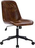 DUHOME Modern PU Leather Office Chair Desk Chair Swivel Computer Chair Yellowish-Brown