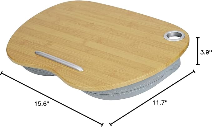 Multifunction Laptop Desk, Portable Lap Desk with Cushion, 3 in 1 Bed Table for Home Office Outdoor Use, Soft Cloth Cover and Durable MDF Board for 14 Inch Laptops (Grey)