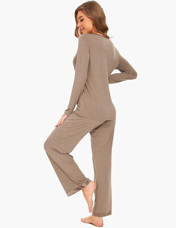 GYS Viscose from Bamboo Women's Pajama Sets Super Soft Long Sleeve Sleepwear Comfy Winter Pjs Sets S-4X